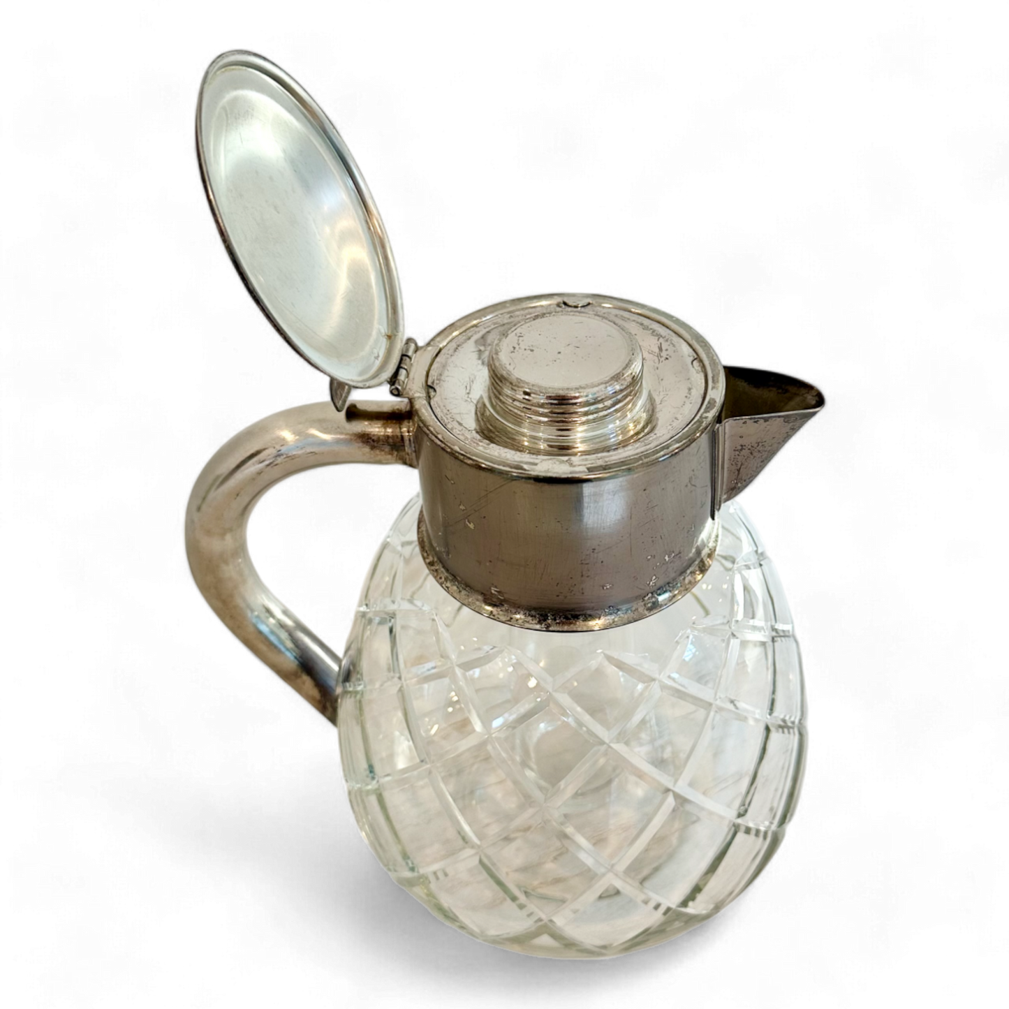 Vintage Cut Glass Pitcher with Ice Chamber