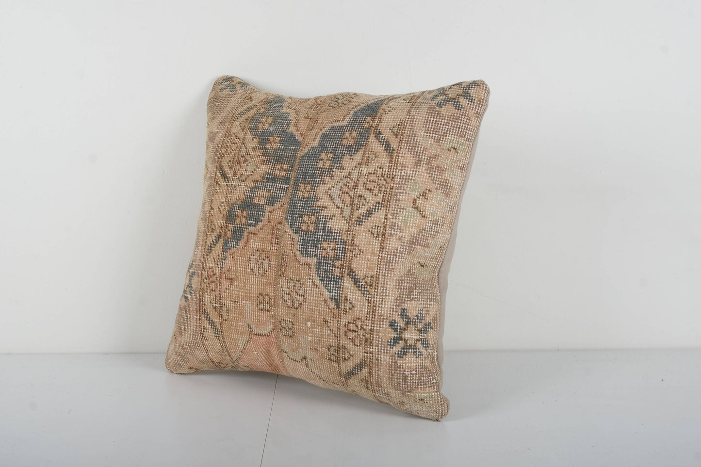 Vintage Turkish Rug Pillow | Tan & Gray Oushak