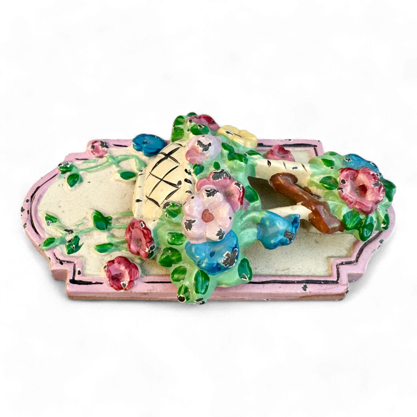 Hubley #205 Flower Basket Door Knocker with Pink Border