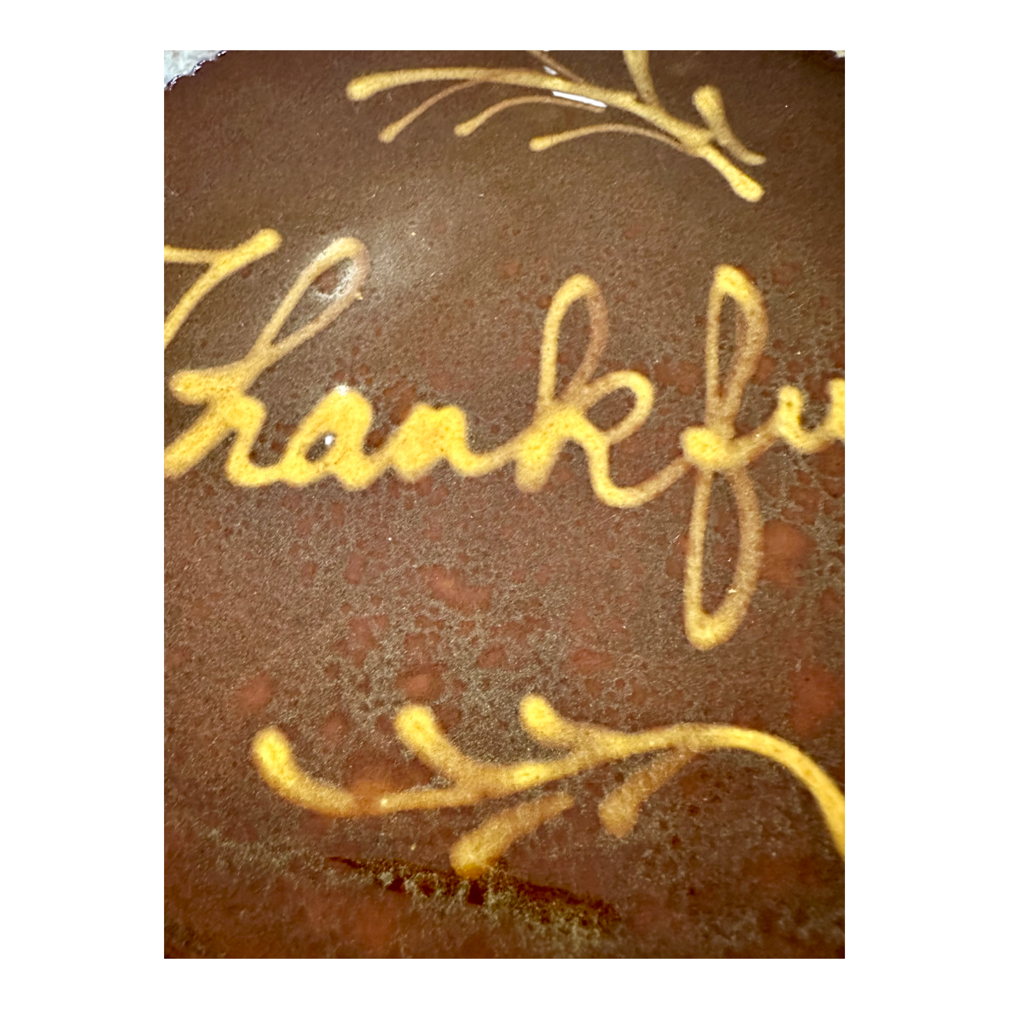 "Thankful" Redware or Slipware Plate by Old Sturbridge Village