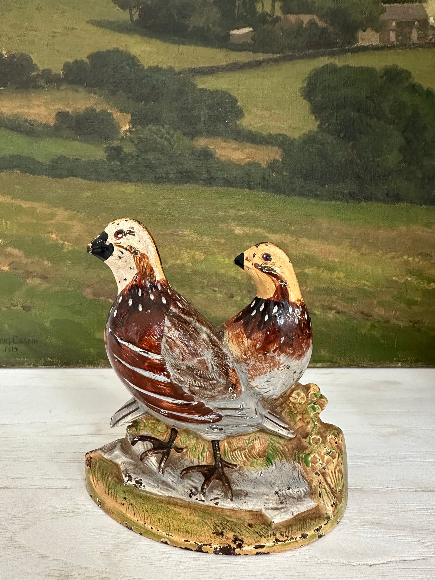 Rare Hubley Double Quail Bookend