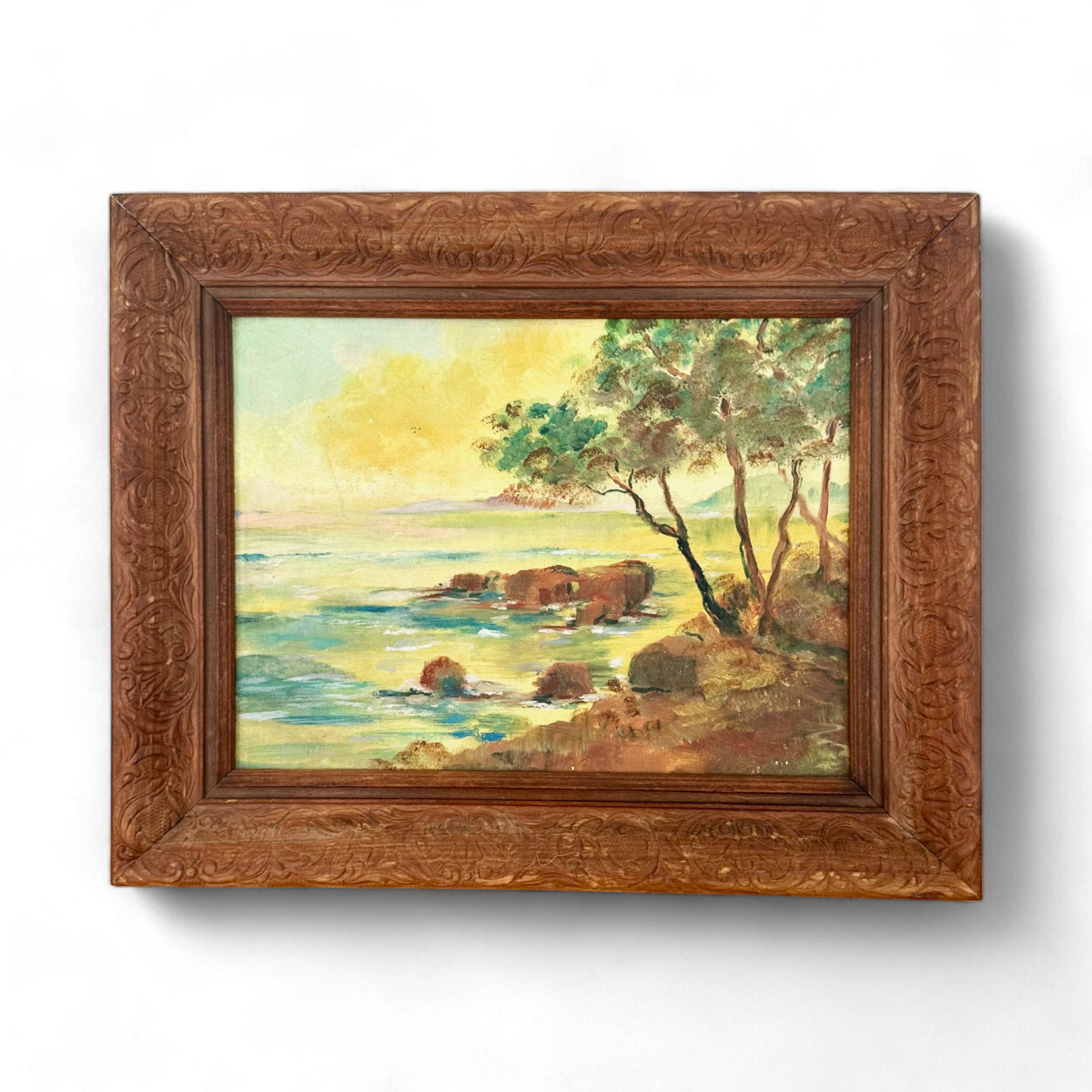 Vintage Seaside Oil on Board