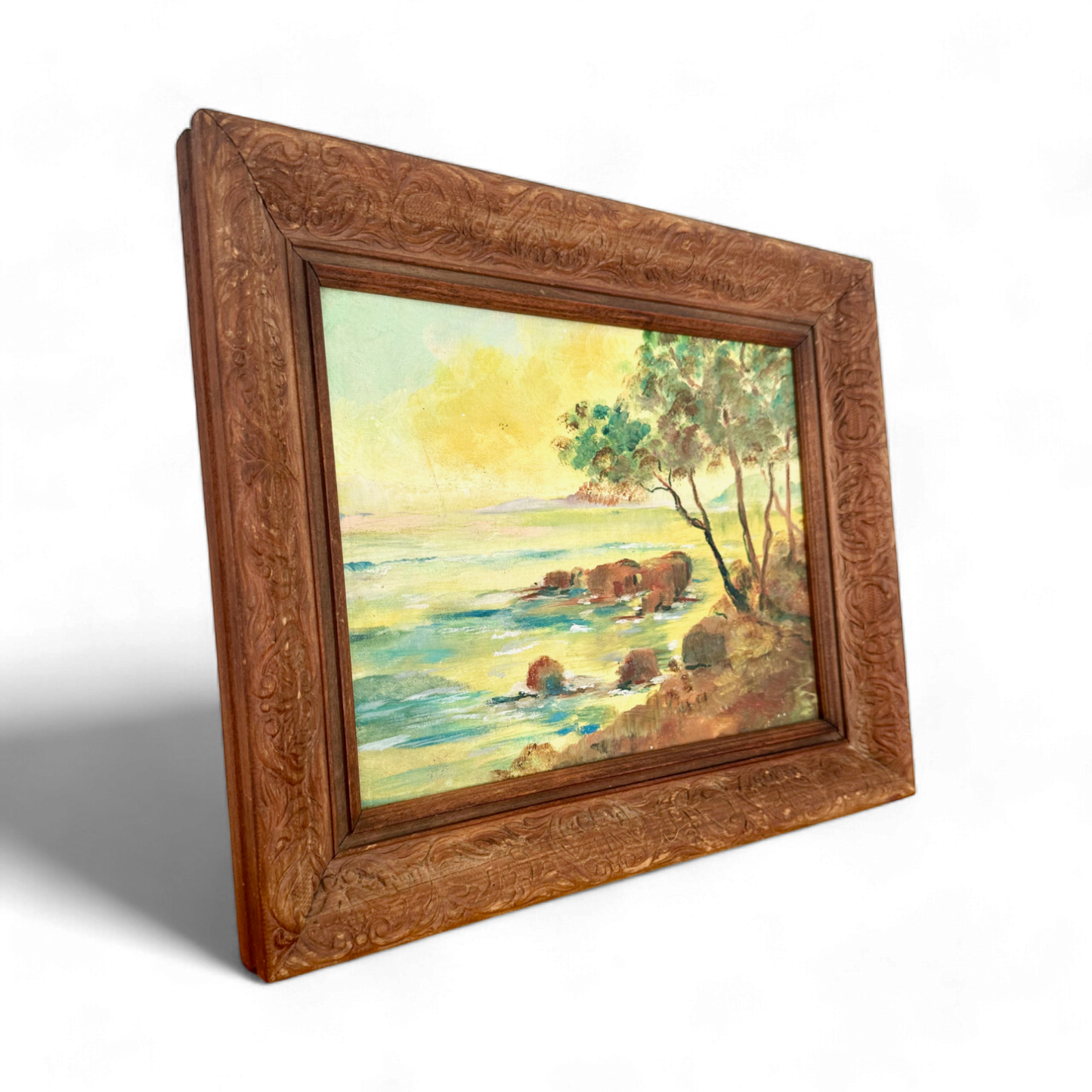 Vintage Seaside Oil on Board