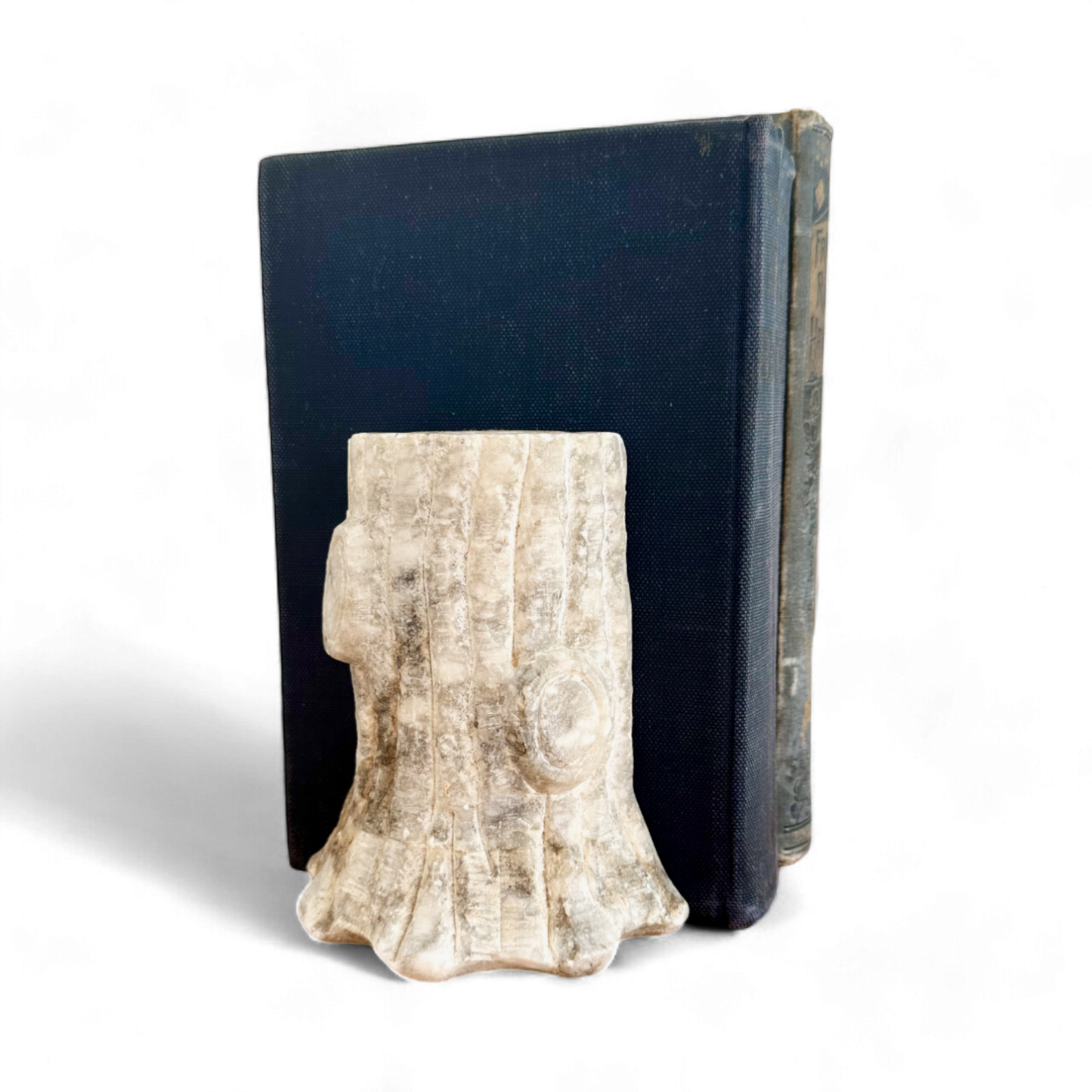 Hand Carved Alabaster Tree Trunk Bookends