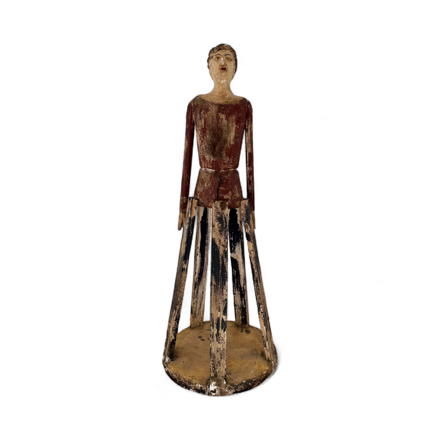 Primitive Wooden Figure On Stand