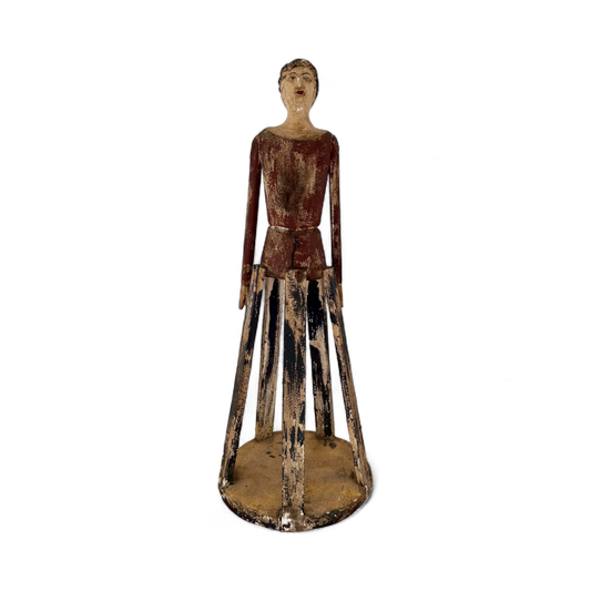 Primitive Wooden Figure On Stand