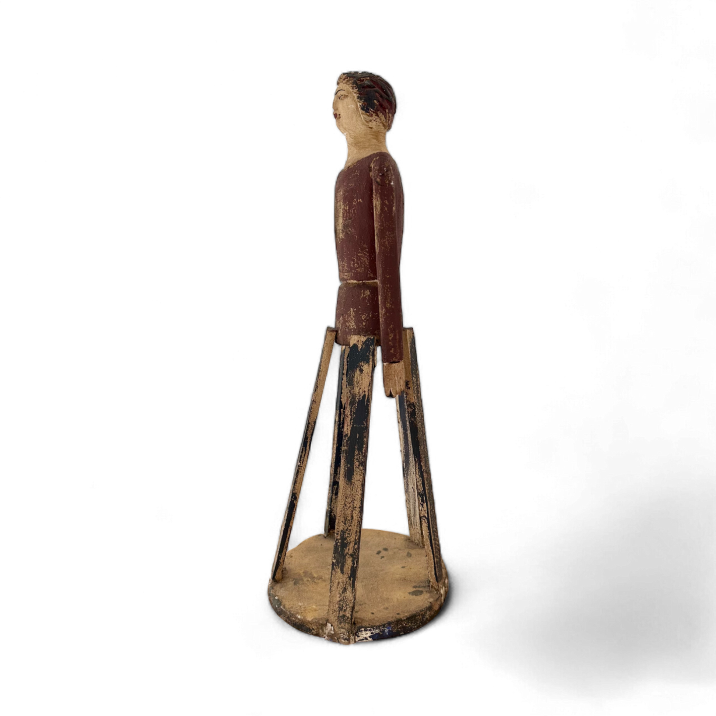 Primitive Wooden Figure On Stand