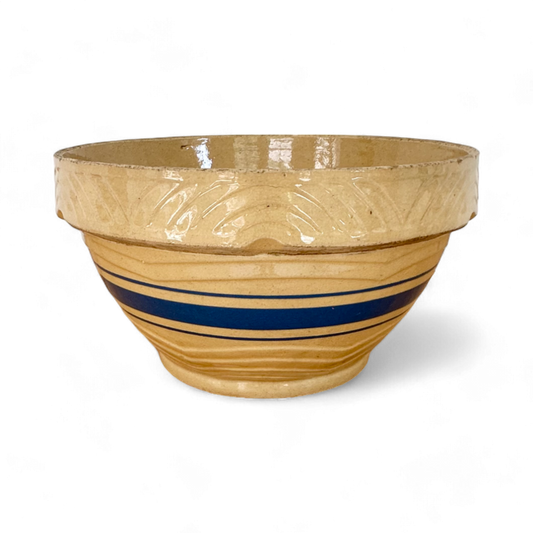 Vintage Yellowware Bowl with Blue Band