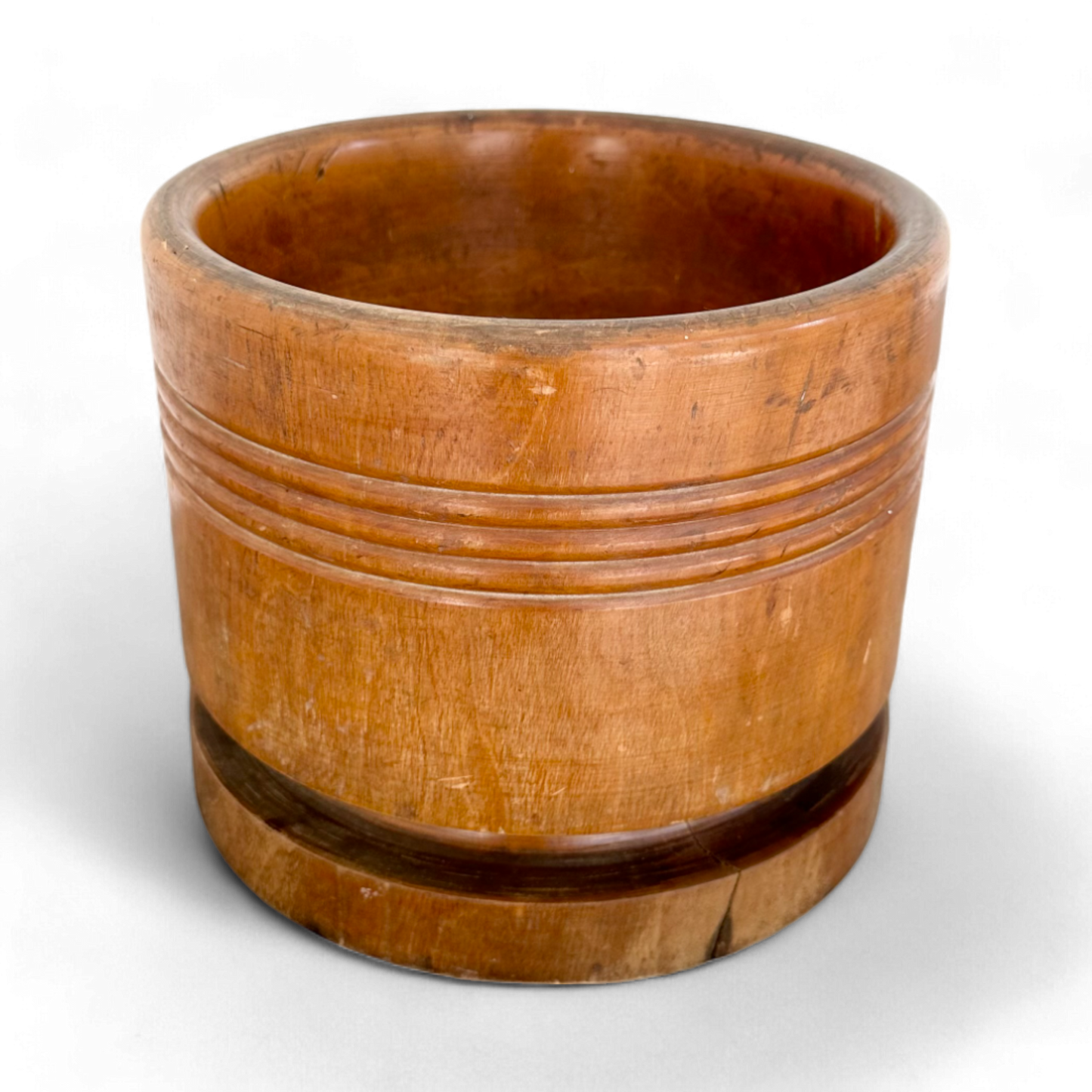 Antique English Turned Wood Mortar