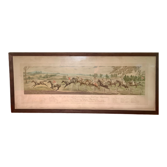 Over the Post and Rail at the Virginia Gold Cup Steeplechase, Antique Equestrian Print, 1927