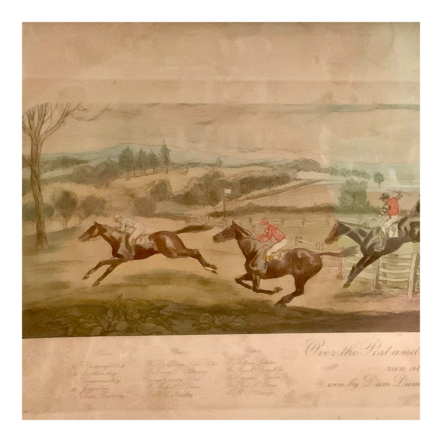 Over the Post and Rail at the Virginia Gold Cup Steeplechase, Antique Equestrian Print, 1927