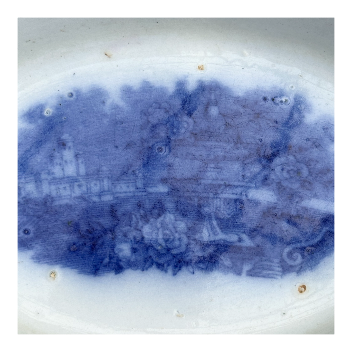 Antique English Blue Flow Bowl by T. Till & Sons