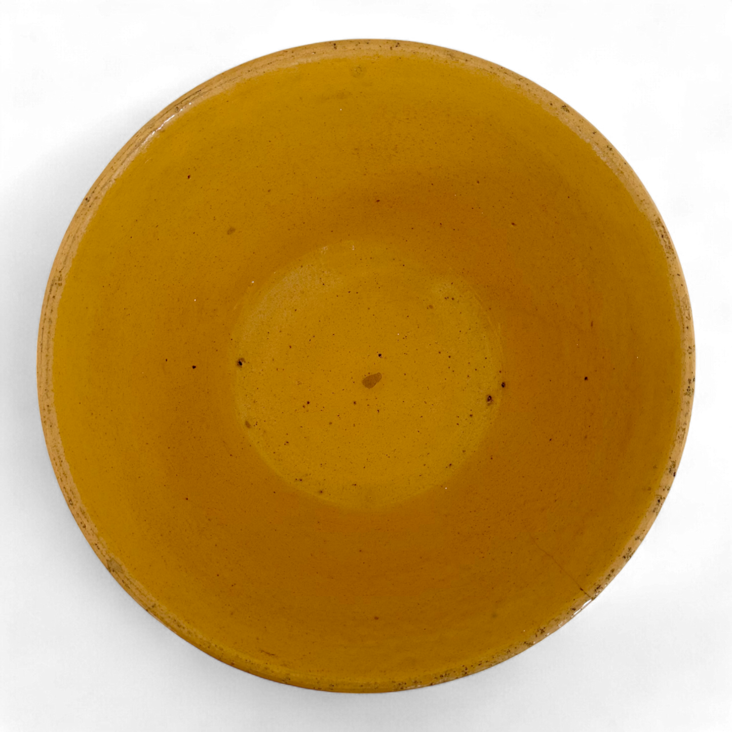 Large Vintage Yellowware Bowl with Rust and White Band