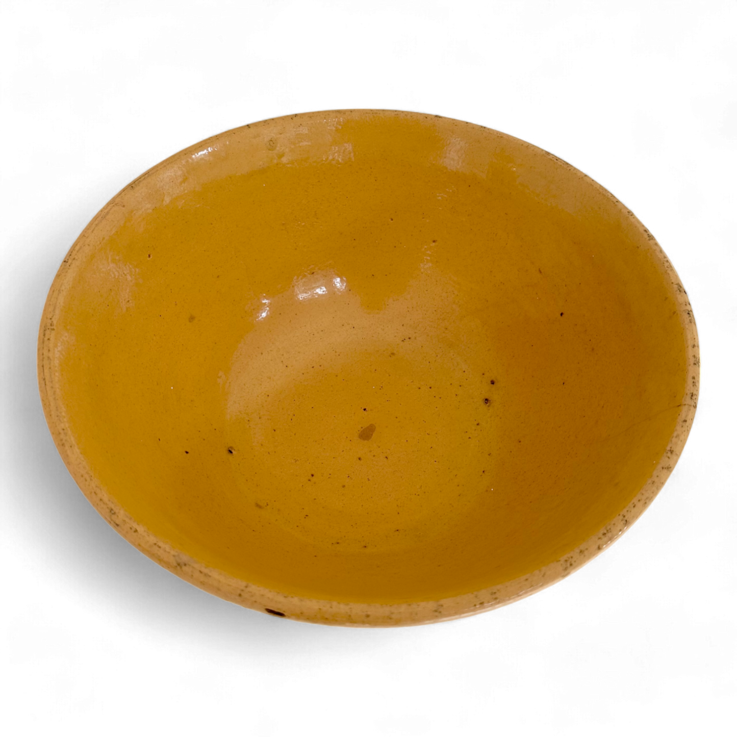 Large Vintage Yellowware Bowl with Rust and White Band