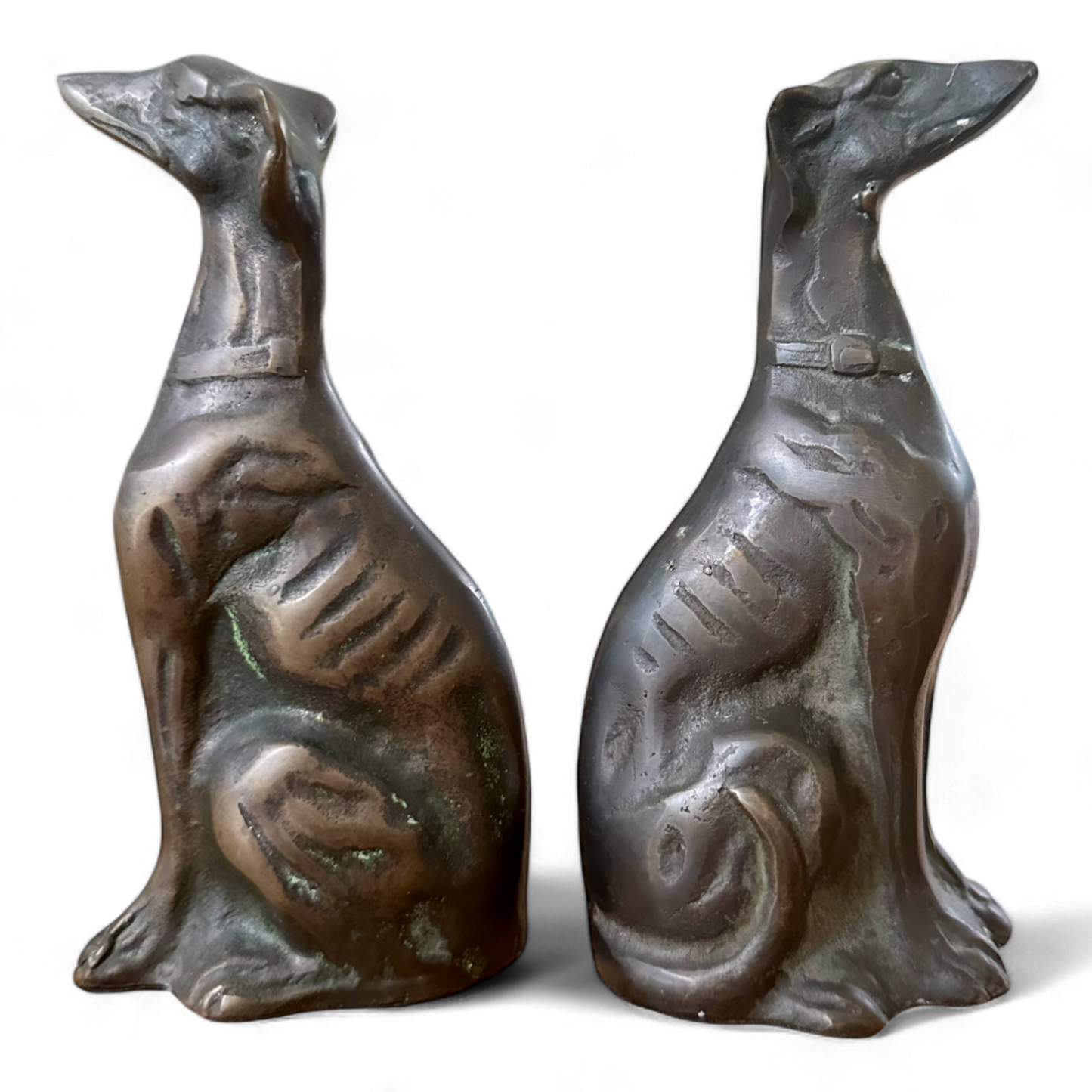 Pair of Bronze Greyhounds or Whippets