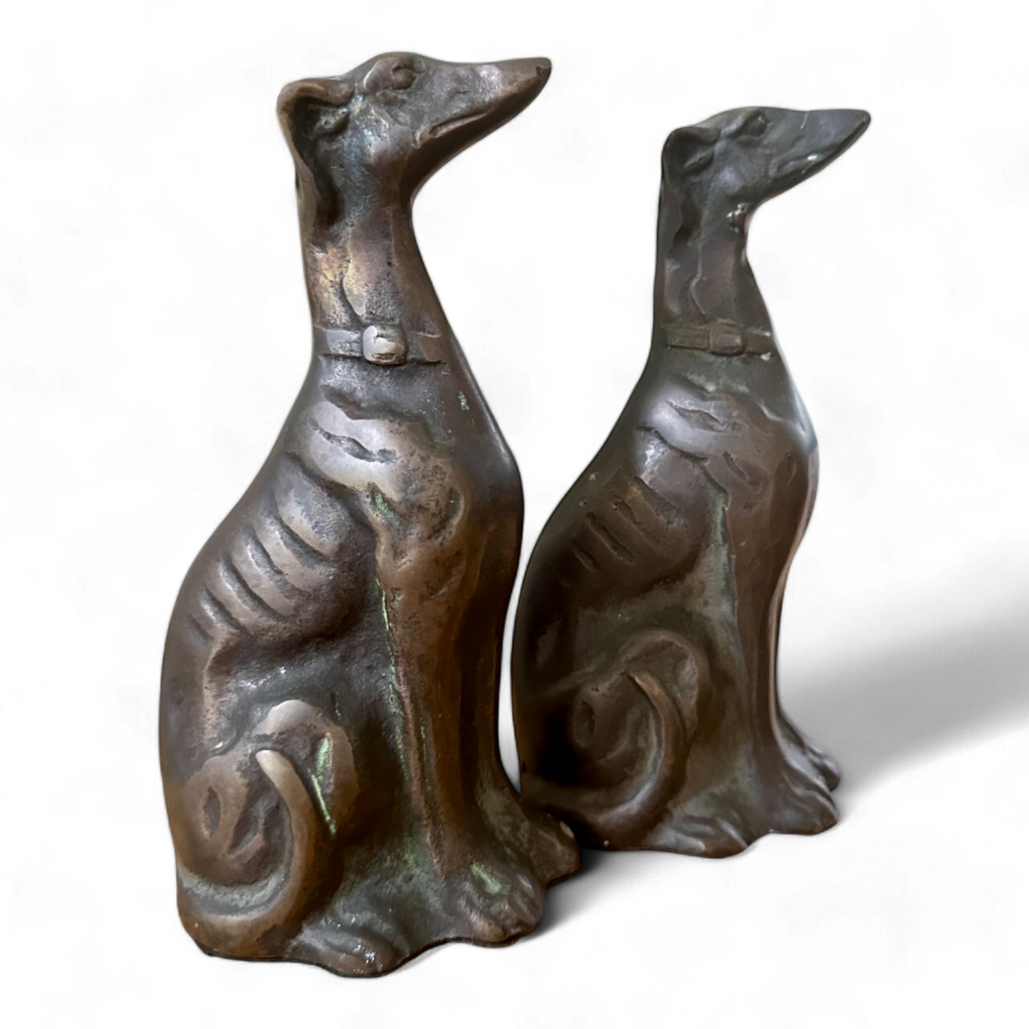 Pair of Bronze Greyhounds or Whippets