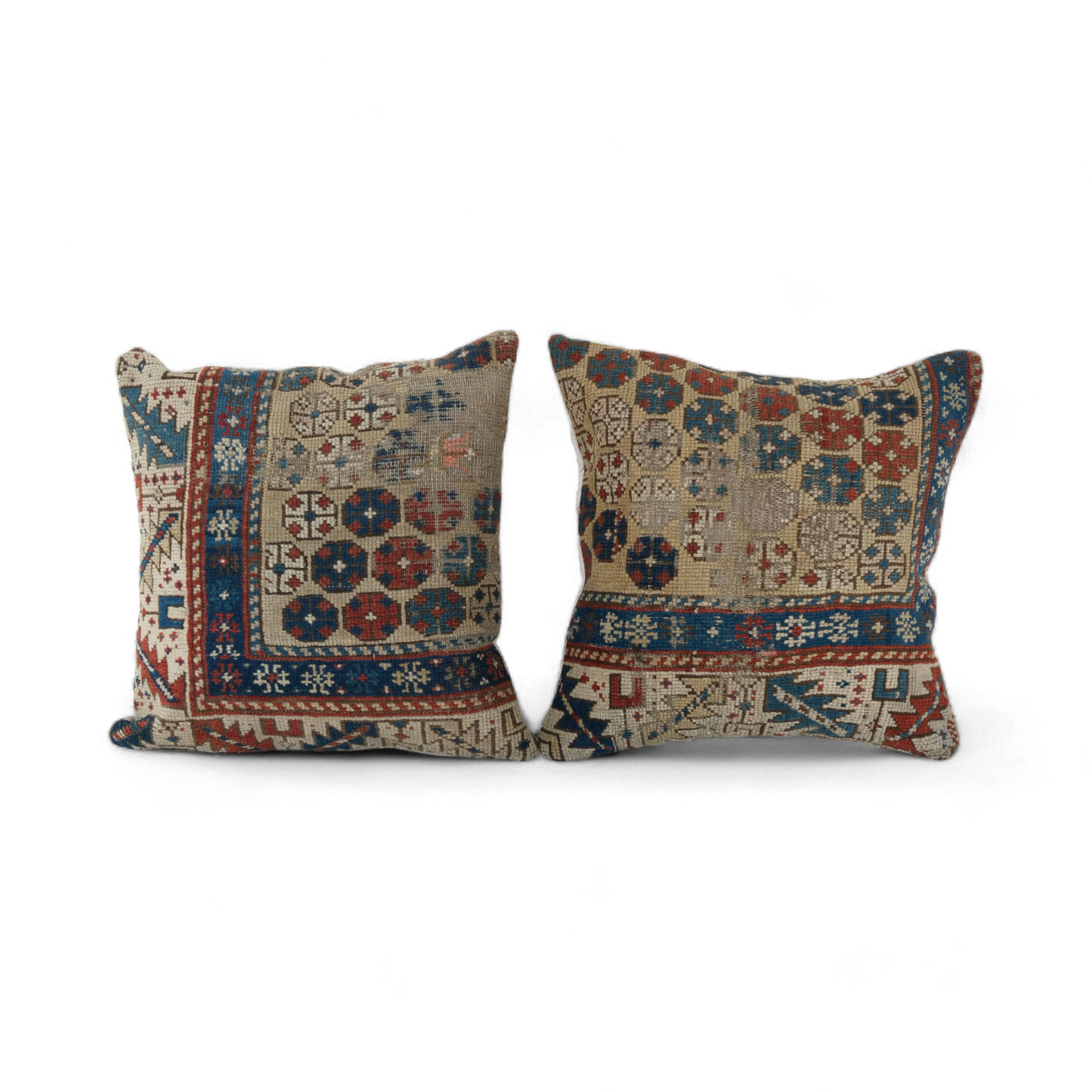 Vintage Turkish Rug Pillow | Navy & Burgundy (Pair)