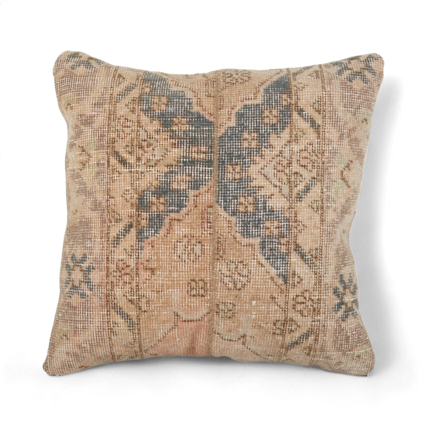 Vintage Turkish Rug Pillow | Tan & Gray Oushak