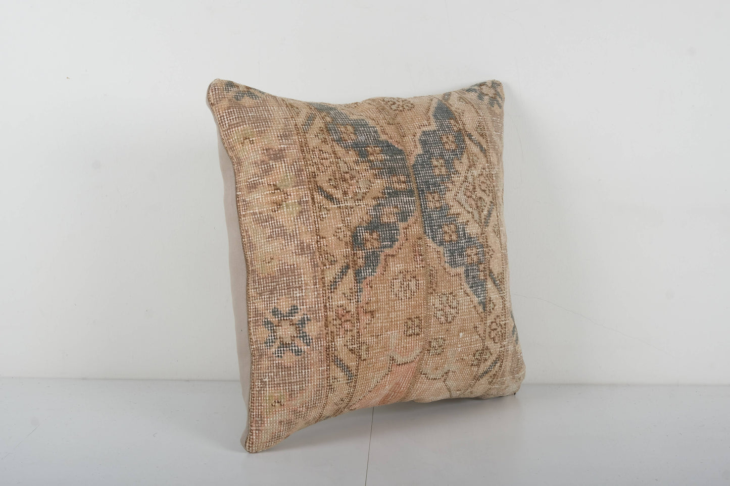 Vintage Turkish Rug Pillow | Tan & Gray Oushak